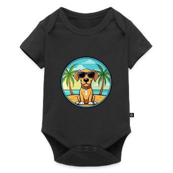 Estonian Hound Dog Breed Cartoon Sunglasses Beach - Baby Premium short-sleeve bodysuit - black - Front