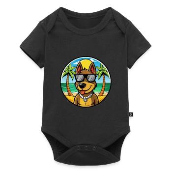 Chasse allemande Terrier Chien Race Dessin Animé Plage - Body à manches courtes Premium Bébé - noir - Devant