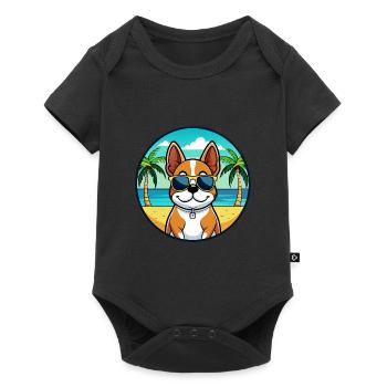 French Brittany Dog Breed Cartoon Sunglasses Beach - Baby Premium short-sleeve bodysuit - black - Front
