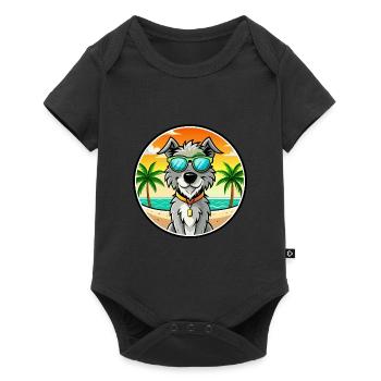 Irish Wolfhound Chien Race Dessin Animé Lunettes De Soleil Plage - Body à manches courtes Premium Bébé - noir - Devant