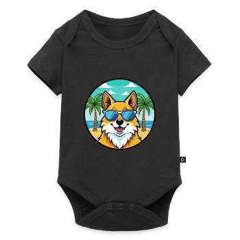 Lunettes de soleil de dessin animé de race de chien Spitz allemand plage - Body à manches courtes Premium Bébé - noir - Devant