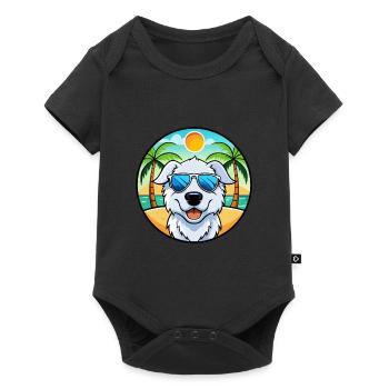 Kuvasz Chien Race Dessin Animé Lunettes de Soleil Plage - Body à manches courtes Premium Bébé - noir - Devant