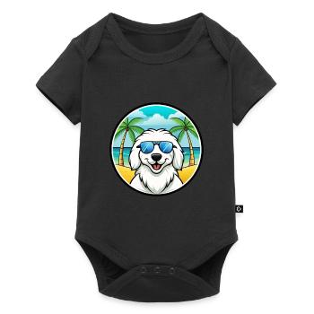 Grandes Pyrénées Chien Race Dessin Animé Lunettes De Soleil Plage - Body à manches courtes Premium Bébé - noir - Devant