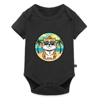 Japanese Chin Dog Breed Cartoon Sunglasses Beach - Baby Premium short-sleeve bodysuit - black - Front
