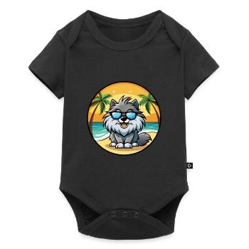 Keeshond Dog Breed Cartoon Sunglasses Beach - Baby Premium short-sleeve bodysuit - black - Front