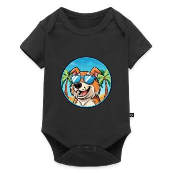 Koolie Chien Race Dessin Animé Lunettes de Soleil Plage - Body à manches courtes Premium Bébé - noir - Devant