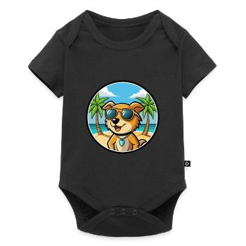 Kanni Chien Race Dessin Animé Lunettes De Soleil Plage - Body à manches courtes Premium Bébé - noir - Devant
