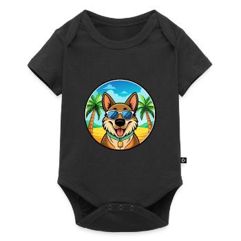 Majorque Berger Chien Race Dessin Animé Lunettes De Soleil Plage - Body à manches courtes Premium Bébé - noir - Devant