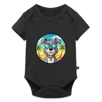 Mittelschnauze Chien Race Dessin Animé Lunettes De Soleil Plage - Body à manches courtes Premium Bébé - noir - Devant