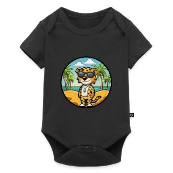 Léopard Chien Race Chien Dessin Animé Lunettes De Soleil Plage - Body à manches courtes Premium Bébé - noir - Devant