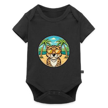 Léopard Cur Chien Race Dessin Animé Lunettes de soleil Plage - Body à manches courtes Premium Bébé - noir - Devant