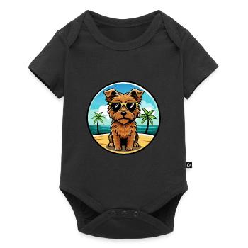 Norfolk Terrier Dog Breed Cartoon Sunglasses Beach - Baby Premium short-sleeve bodysuit - black - Front