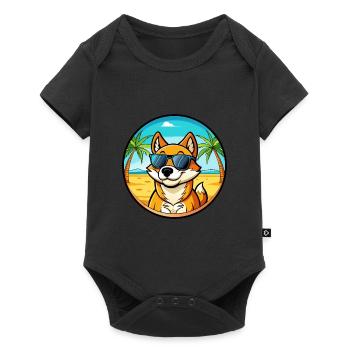 Lunettes de soleil de dessin animé de race de chien chantant de Nouvelle-Guinée - Body à manches courtes Premium Bébé - noir - Devant