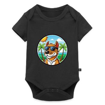 Chien de chasse norvégien Dunker Race de chien Cartoon Beach - Body à manches courtes Premium Bébé - noir - Devant