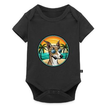 Lévrier polonais race chien dessin animé lunettes de soleil plage - Body à manches courtes Premium Bébé - noir - Devant