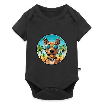 Patterdale Terrier Hunderasse Cartoon Sonnenbrille - Baby Premium Kurzarmbody - Schwarz - Vorne