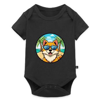 Pommersche Hunderasse Cartoon Sonnenbrille Strand - Baby Premium Kurzarmbody - Schwarz - Vorne