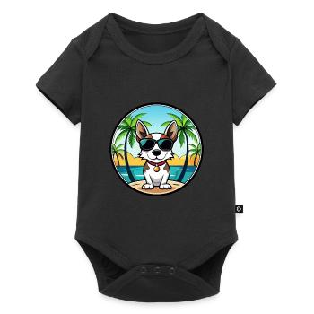 Rat Terrier Dog Breed Cartoon Sunglasses Beach - Baby Premium short-sleeve bodysuit - black - Front