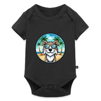 Schapendoes Chien Race Dessin Animé Lunettes de Soleil Plage - Body à manches courtes Premium Bébé - noir - Devant