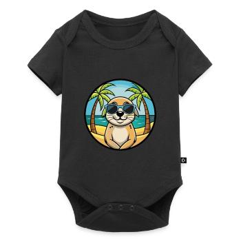 Seskar phoque chien race dessin animé lunettes de soleil plage - Body à manches courtes Premium Bébé - noir - Devant