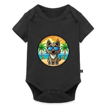 Slovensky Cuvac Chien Race Dessin Animé Lunettes de Soleil Plage - Body à manches courtes Premium Bébé - noir - Devant