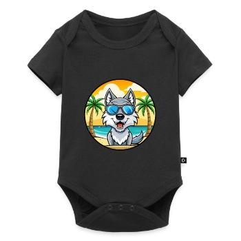 Saarloos Wolfdog Rasse Cartoon Sonnenbrille Strand - Baby Premium Kurzarmbody - Schwarz - Vorne