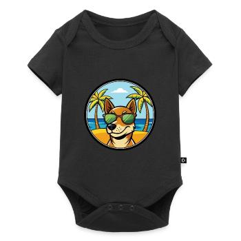 Serbischer dreifarbiger Laufhund Rasse Cartoon Strand - Baby Premium Kurzarmbody - Schwarz - Vorne