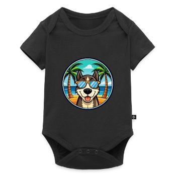 Sibirische Trikolore Hunderasse Cartoon Beach - Baby Premium Kurzarmbody - Schwarz - Vorne