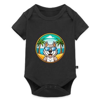 Slowakische Cuvac Hunderasse Cartoon Sonnenbrille Strand - Baby Premium Kurzarmbody - Schwarz - Vorne