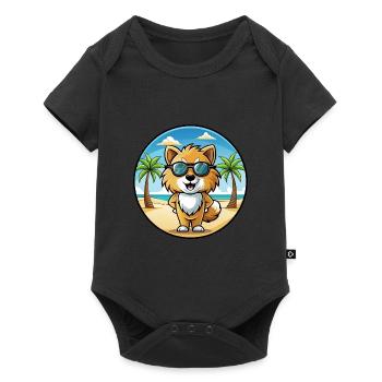 Jouet Spitz Allemand Chien Race Dessin Animé Lunettes De Soleil Plage - Body à manches courtes Premium Bébé - noir - Devant