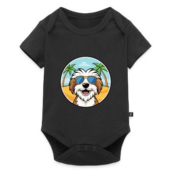 Tibetan Terrier Dog Breed Cartoon Sunglasses Beach - Baby Premium short-sleeve bodysuit - black - Front