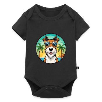Draht Foxterrier Hunderasse Cartoon Sonnenbrille Strand - Baby Premium Kurzarmbody - Schwarz - Vorne