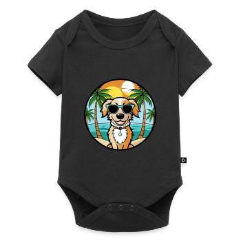 Alpine Spaniel Dog Breed Cartoon Sunglasses Beach - Baby Premium short-sleeve bodysuit - black - Front