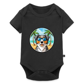 Australian Shepherd Dog Breed Cartoon Sunglasses - Baby Premium short-sleeve bodysuit - black - Front