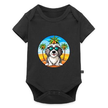 Bearded Collie Chien Race Dessin Animé Lunettes de Soleil Plage - Body à manches courtes Premium Bébé - noir - Devant