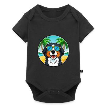 Bernese Mountain Dog Breed Cartoon Sunglass Beach - Baby Premium short-sleeve bodysuit - black - Front
