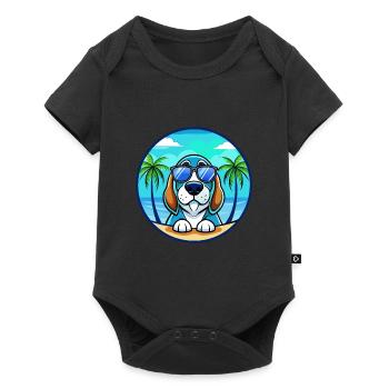 Lunettes de soleil de dessin animé Blue Gascony Basset Dog Breed - Body à manches courtes Premium Bébé - noir - Devant