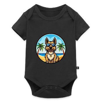 Bohemian Shepherd Dog Breed Cartoon Sunglass Beach - Baby Premium short-sleeve bodysuit - black - Front