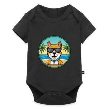Cao da Serra de Aires Hunderasse Cartoon Sonnenbrille - Baby Premium Kurzarmbody - Schwarz - Vorne