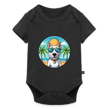 Bull Terrier Dog Breed Cartoon Sunglasses Beach - Baby Premium short-sleeve bodysuit - black - Front