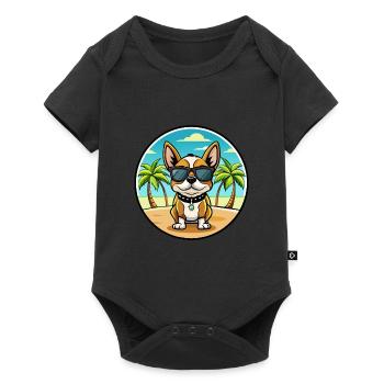 Continental Toy Spaniel Dog Breed Cartoon Beach - Baby Premium short-sleeve bodysuit - black - Front