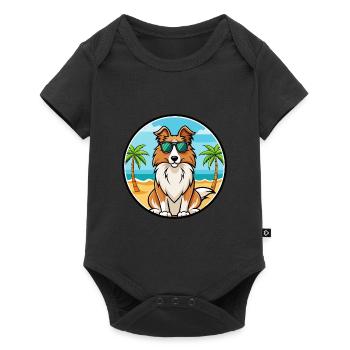 Collie Dog Breed Cartoon Sunglasses Beach - Baby Premium short-sleeve bodysuit - black - Front