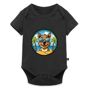 Border Terrier Dog Breed Cartoon Sunglasses Beach - Baby Premium short-sleeve bodysuit - black - Front