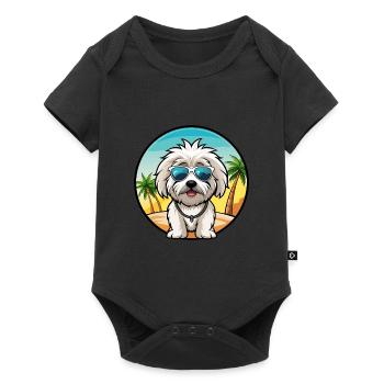 Coton De Tulear Dog Breed Cartoon Sunglasses Beach - Baby Premium short-sleeve bodysuit - black - Front