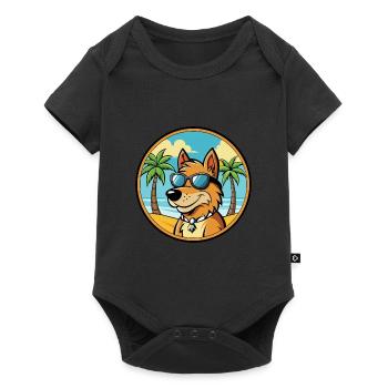 Frisian Pointing Dog Breed Cartoon Sunglass Beach - Baby Premium short-sleeve bodysuit - black - Front