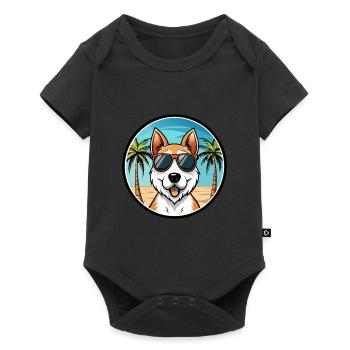 Fox Terrier Smooth Dog Breed Cartoon Sunglasses - Baby Premium short-sleeve bodysuit - black - Front