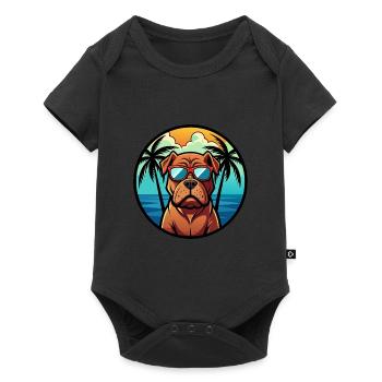 French Bordeaux Mastiff Dog Breed Cartoon Beach - Baby Premium short-sleeve bodysuit - black - Front