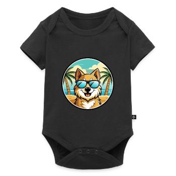 Lunettes de soleil de dessin animé de race de chien Spitz allemand plage - Body à manches courtes Premium Bébé - noir - Devant