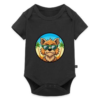 Griffon Bruxellois Lunettes de soleil de dessin animé de race de chien - Body à manches courtes Premium Bébé - noir - Devant