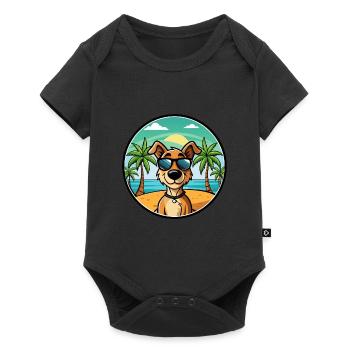 Grec Lièvre Chien Race Dessin Animé Lunettes De Soleil Plage - Body à manches courtes Premium Bébé - noir - Devant